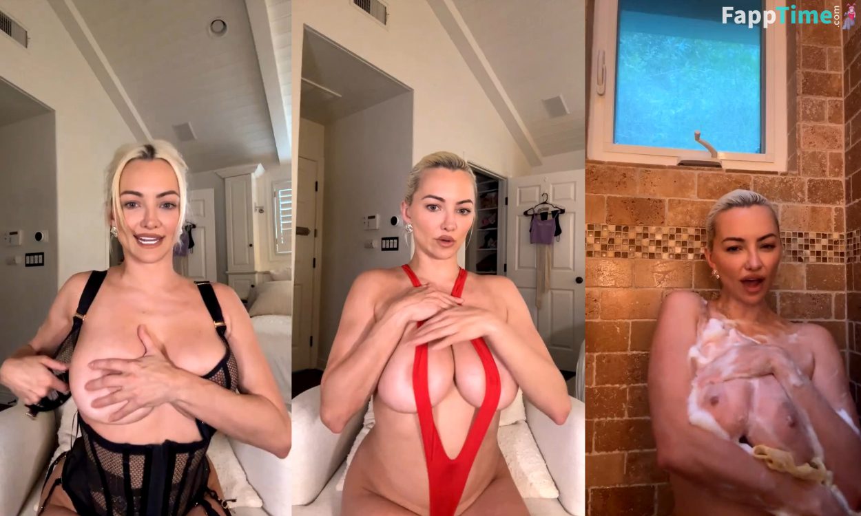 Lindsey Pelas See Through Corset and Shower Live